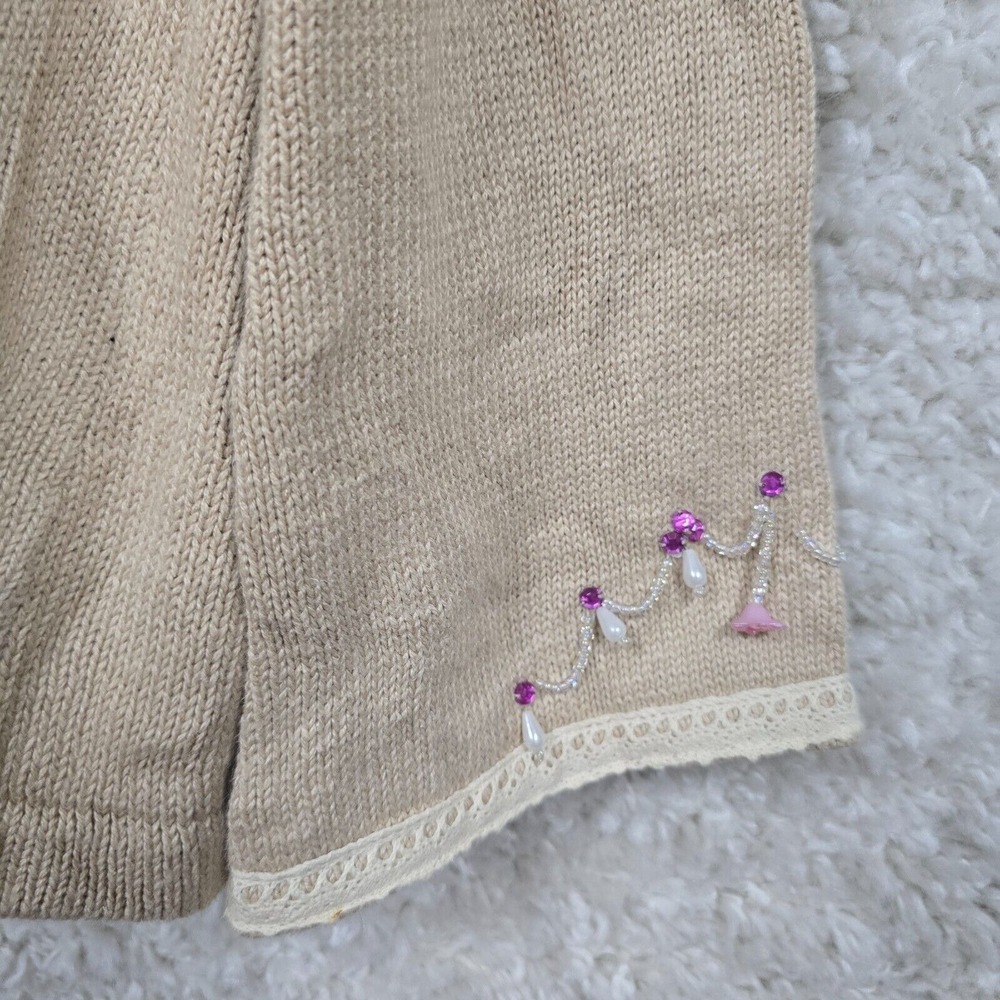Storybook Knits Womens Floral Embroidered Cardigan Sweater Size M Cottage Granny - Picture 2 of 13